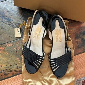 Salvatore Ferragamo Black Strappy Heels